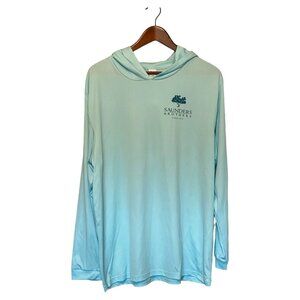 Saunders Brothers 1915 Light Teal Blue Hoodie Men's XL 50 UPF Sun Protection
